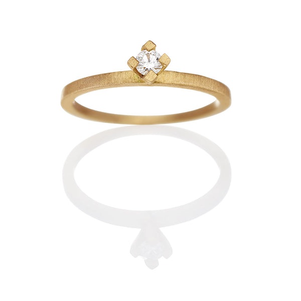 Cosmos forgyldt solitaire ring med stor diamant