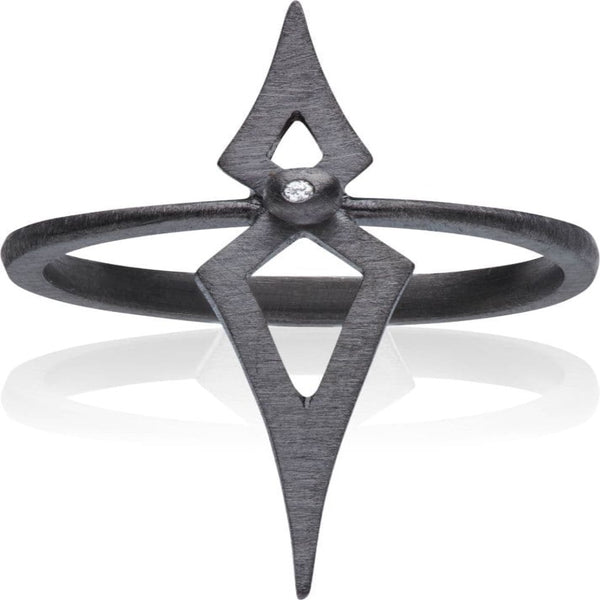 Direction 102-BR-1WH sort rhodineret sterling sølv ring