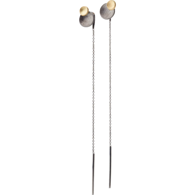 Nexus 732 sort rhodineret sterling sølv ørehænger med 18 kt guld