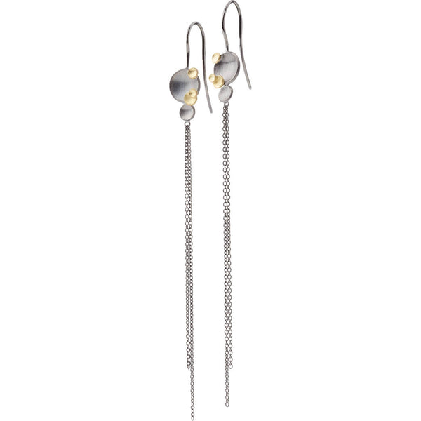 Nexus 735 sort rhodineret sterling sølv ørehænger med 18 kt guld