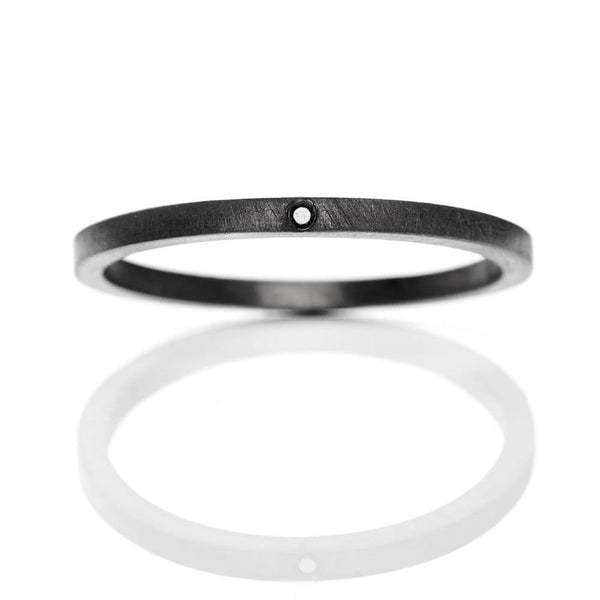 Cosmos 613-BL sort rhodineret sterling sølv ring