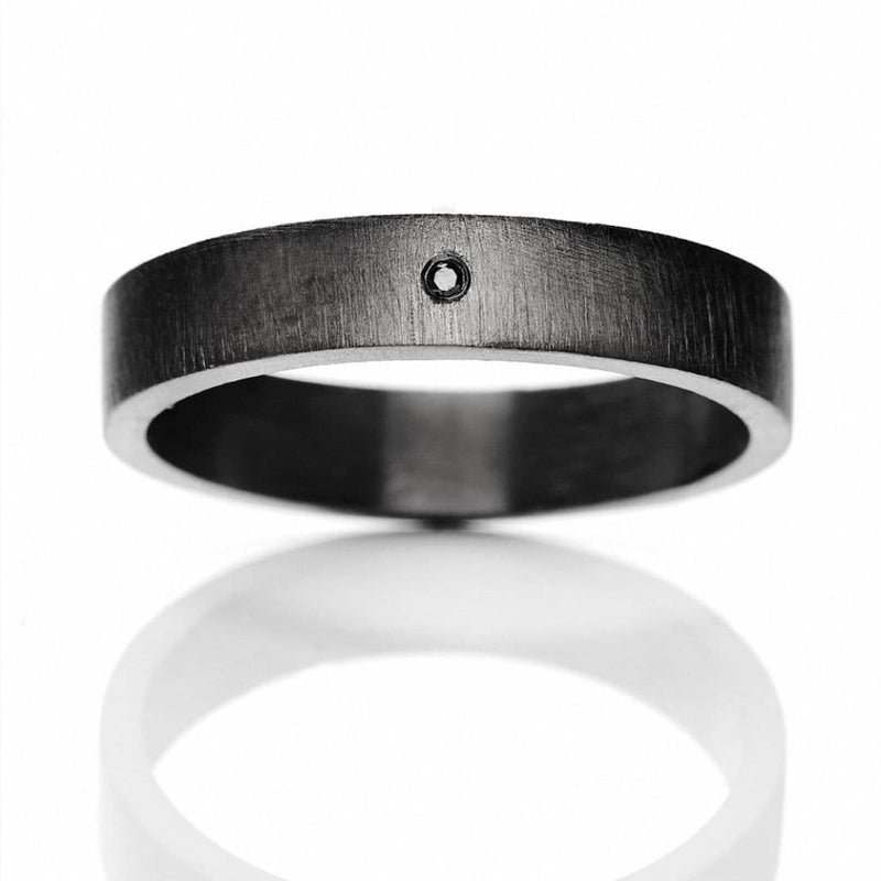 Cosmos 616-BL sort rhodineret sterling sølv ring