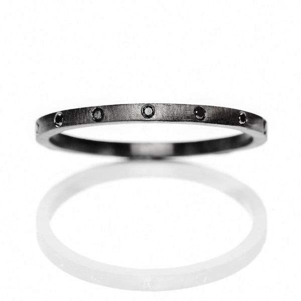 Cosmos 619-BL sort rhodineret sterling sølv ring