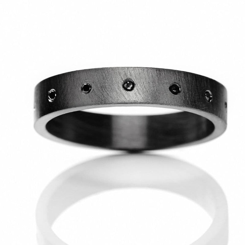 Cosmos 622-BL sort rhodineret sterling sølv ring