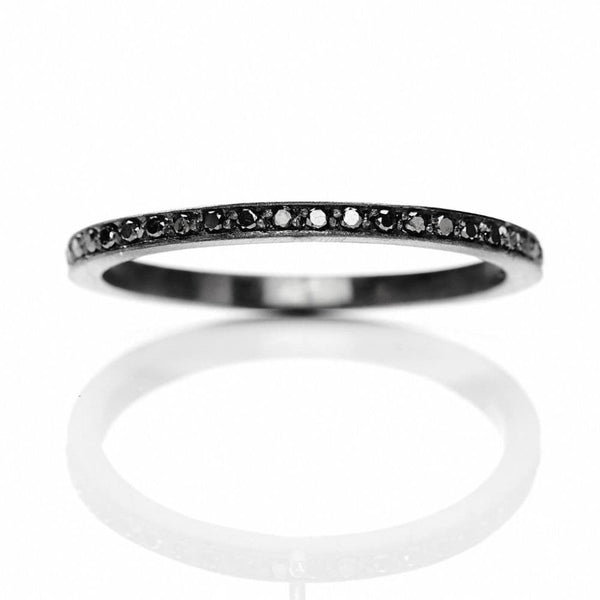 Cosmos 625-BL sort rhodineret sterling sølv ring