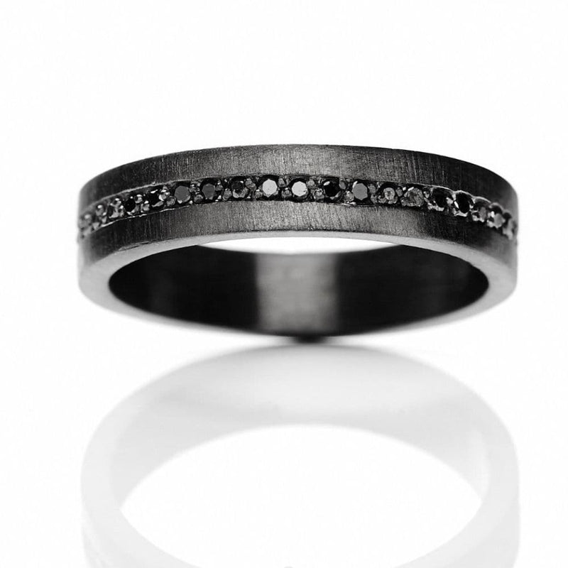 Cosmos 628-BL sort rhodineret sterling sølv ring
