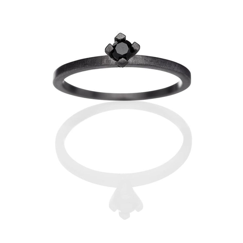 Cosmos 631-BL sort rhodineret sterling sølv ring
