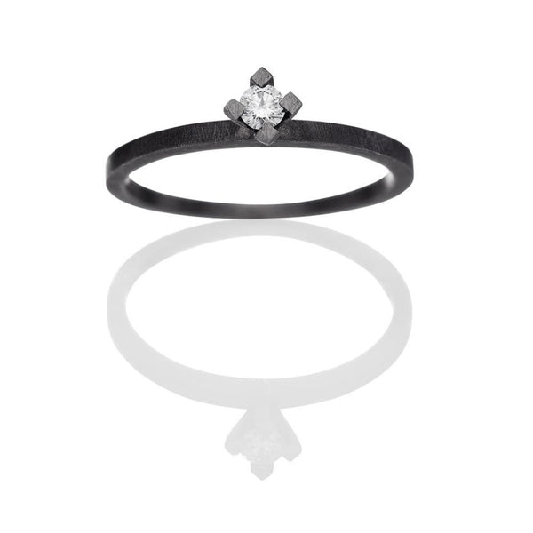 Cosmos 631 sort rhodineret sterling sølv ring