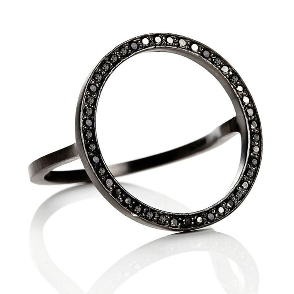 Cosmos 692-BL-RH sort rhodineret sterling sølv ring