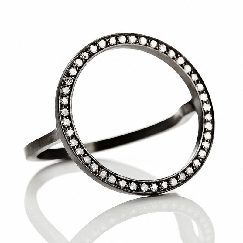 Cosmos 692-WH-RH sort rhodineret sterling sølv ring