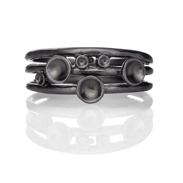 Nexus 764 sort rhodineret sterling sølv ring