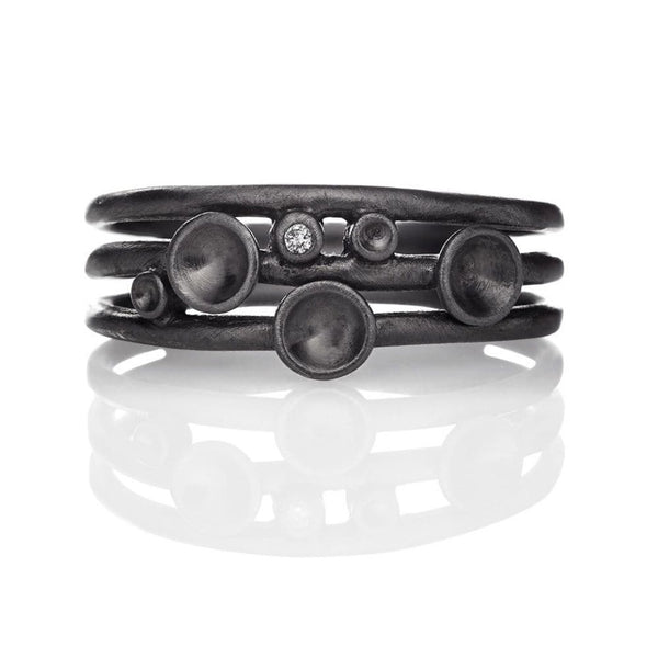 Nexus 765 sort rhodineret sterling sølv ring