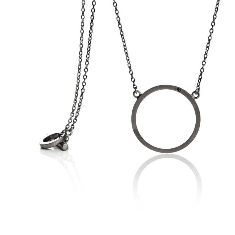 Cosmos 681-BL sort rhodineret sterling sølv halskæde