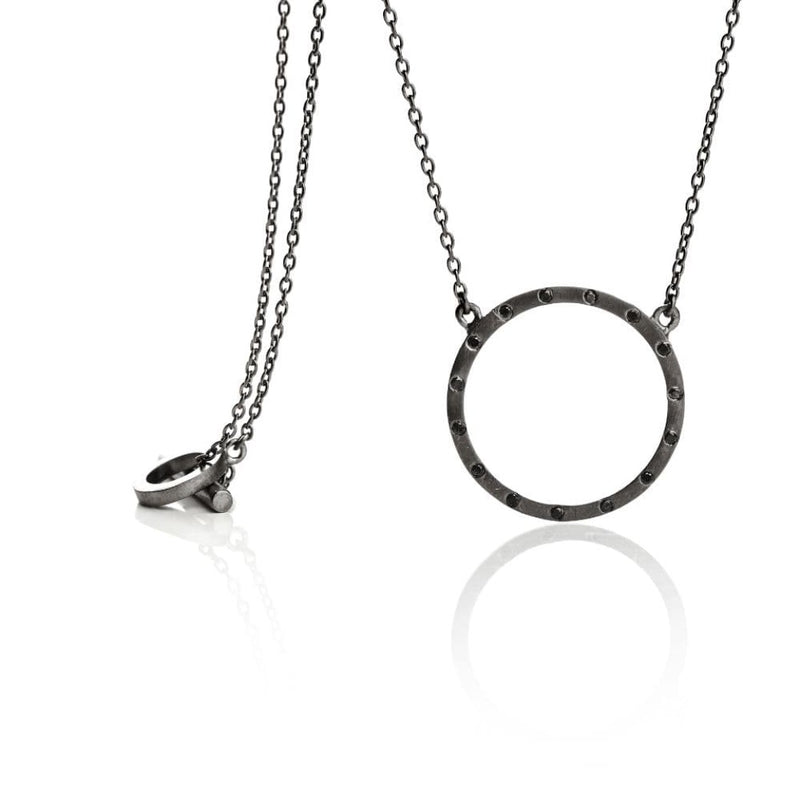 Cosmos 684-BL sort rhodineret sterling sølv halskæde