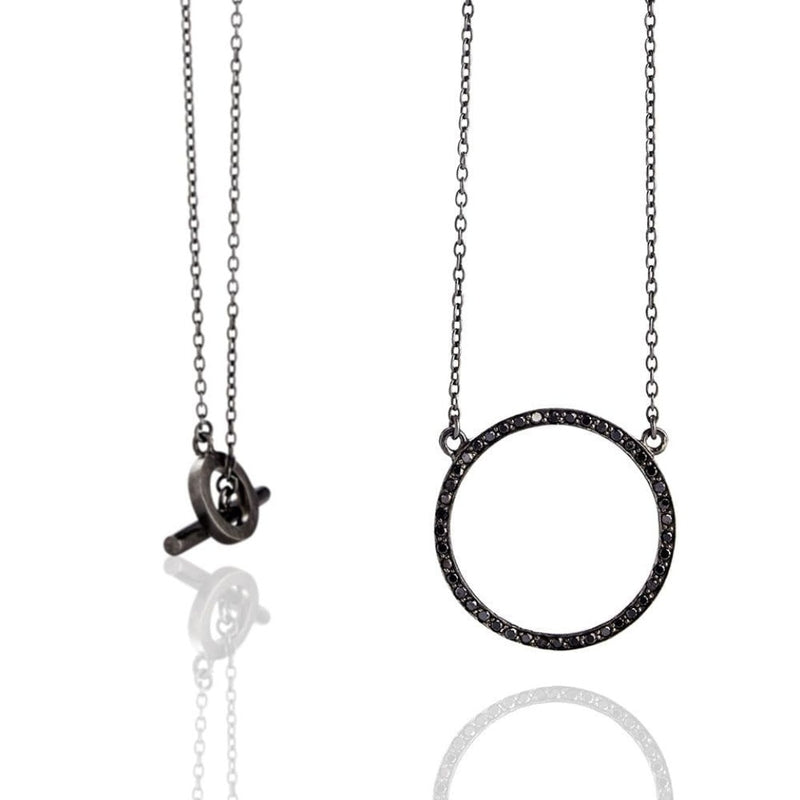 Cosmos 687-BL sort rhodineret sterling sølv halskæde