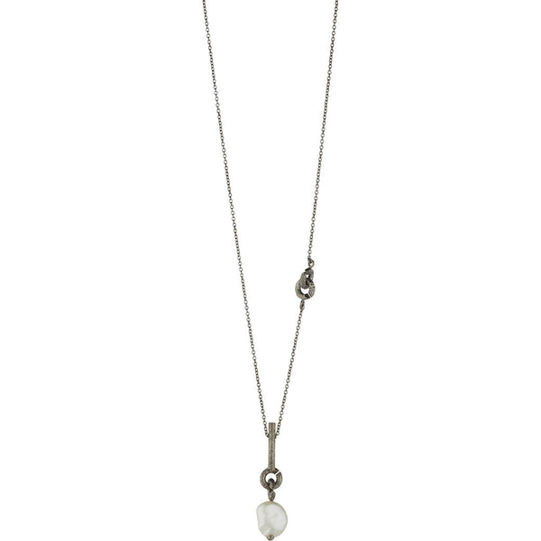 Flawless 2R-P-70 sort rhodineret sterling sølv halskæde