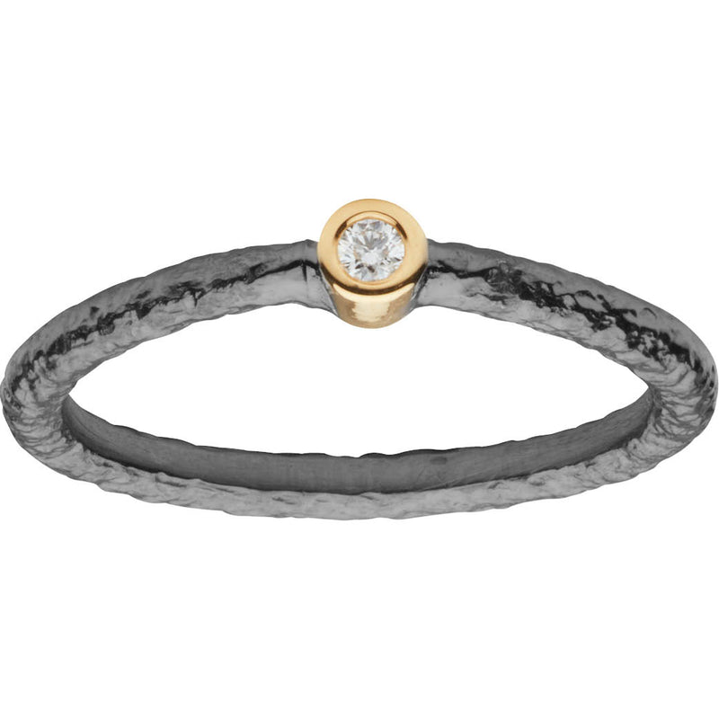 Flawless 2RY-1W sort rhodineret sterling sølv ring