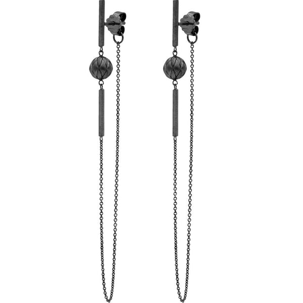 Infinity 3R sort rhodineret sterling sølv ørehænger