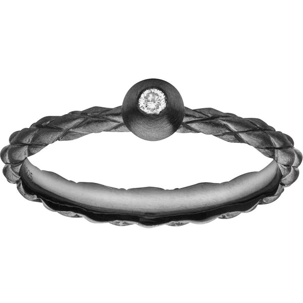 Infinity 2R-1W sort rhodineret sterling sølv ring