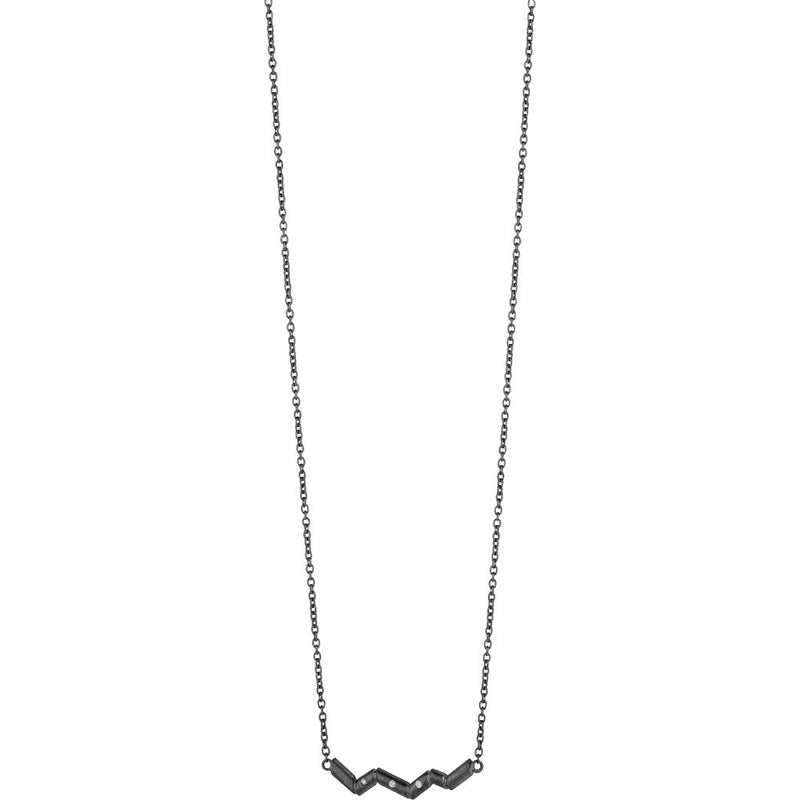 Momentum 1R-3W sort rhodineret sterling sølv halskæde