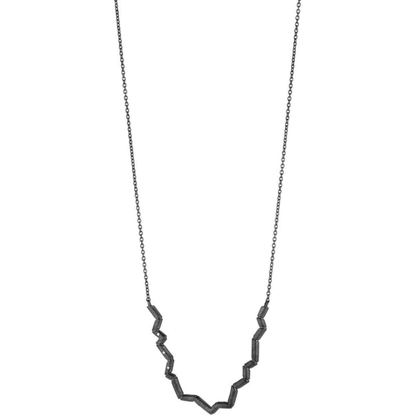 Momentum 2R-3W sort rhodineret sterling sølv halskæde
