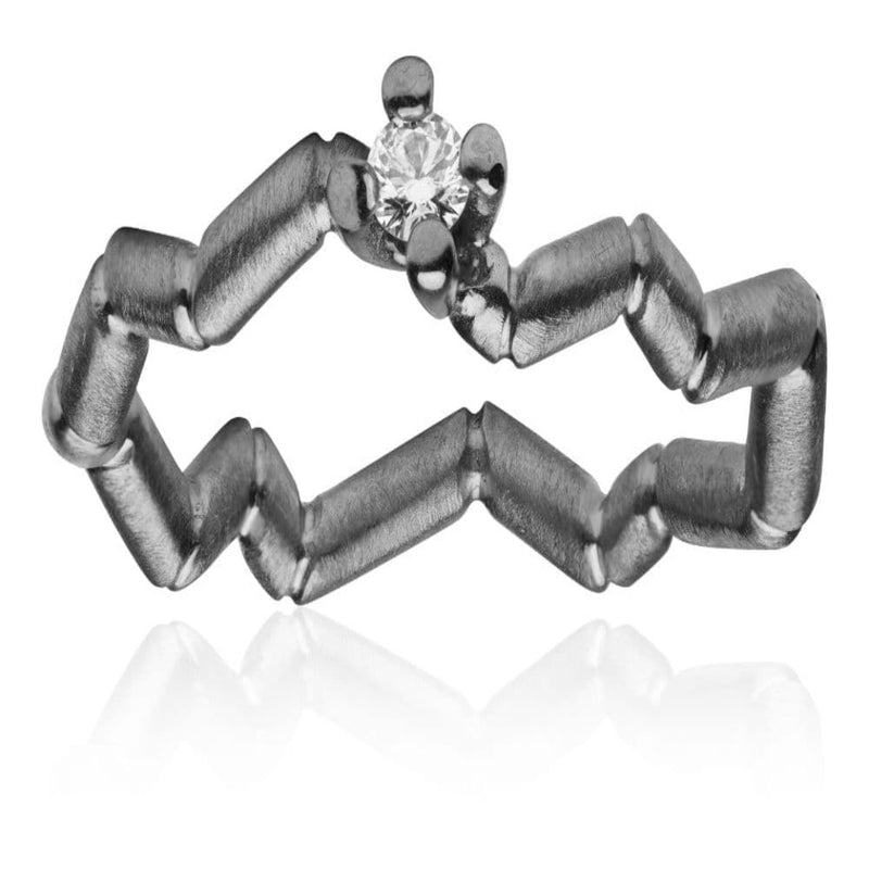 Momentum 2R-1W sort rhodineret sterling sølv ring